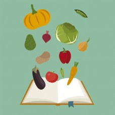 食物背景健康的蔬菜食物书本绿色背景