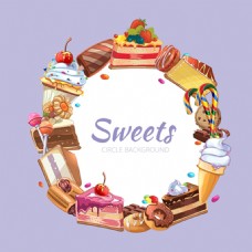 食品背景美食食物甜品冰淇淋卡通背景矢量装饰素材