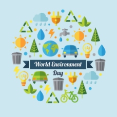世界环境日各种元素平面设计背景
