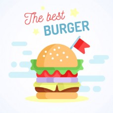 扁平风格美味汉堡插图平面设计背景