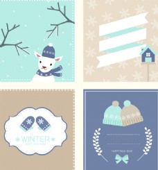 卡通冬季元素背景卡片设计