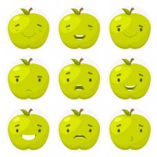绿色苹果表情图标矢量素材
