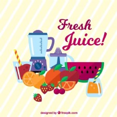 健康饮食带水果和果汁的条纹背景