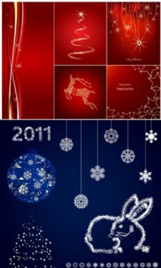 圣诞节蓝色红色背景图