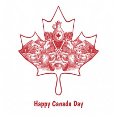 加拿大国庆日手绘枫叶传统元素背景