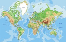 蓝色背景详细世界地图矢量图
