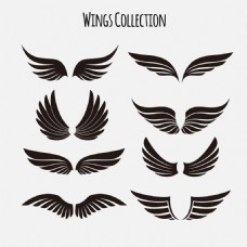 各种黑色的双翼翅膀矢量素材