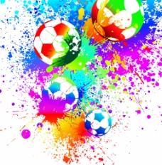 水彩彩色足球