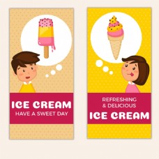 孩子儿童冰淇淋雪糕插图装饰卡片