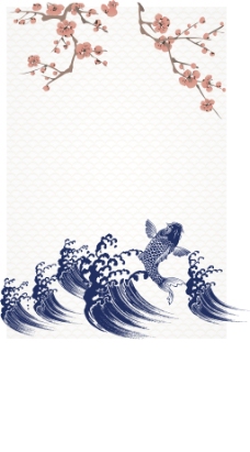 古典背景矢量日式古典浮世绘锦鲤背景