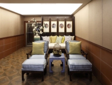 美发厅设计美式客厅沙发设计图
