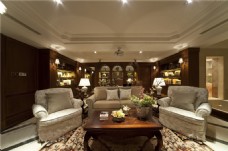 美发厅设计美式时尚客厅茶几沙发设计图