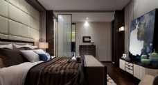 现代简约卧室大床背景墙设计图