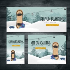 企业画册一组平面滑雪滑板运动广告