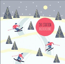 企业画册卡通滑雪场运动海报