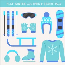 平面蓝色滑雪运动用品配件