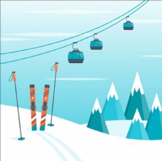 企业画册卡通滑雪场运动广告海报
