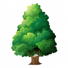 卡通矢量绿色大树商业插画装饰图案设计元素