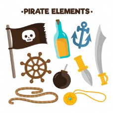 各种海盗配件元素矢量素材