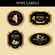 金色葡萄酒标签图标