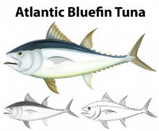 钓鱼大西洋蓝鳍金枪鱼插图矢量素材