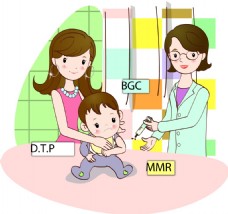 卡通人物婴儿接种育苗