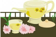 金樽茶壶元素花纹素材设计