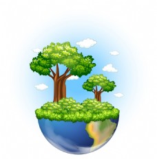 生意背景创意绿色大树生长地球悬浮背景插图