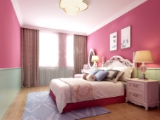 粉色女儿房卧室效果图