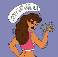 女性健身复古健身健美的女性插图
