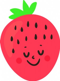 开心的草莓卡通动物水果童话小孩子矢量