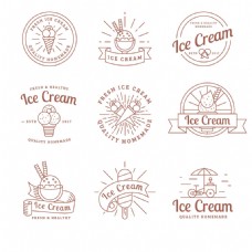 手绘冰淇淋冰激凌贴纸图标