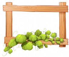 边框背景绿叶植物白色背景的木框架边框插图