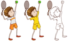 打网球的小孩子儿童网球运动插图