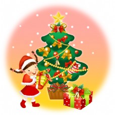 卡通圣诞礼物树木素材设计