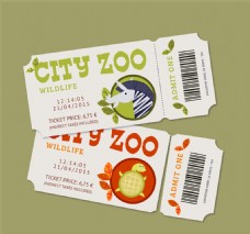 2款卡通动物园门票矢量素材