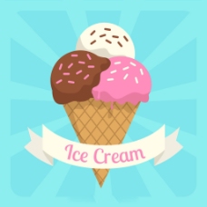 圆锥形冰淇淋插图蓝色背景