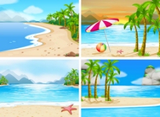 夏日暑假海滩背景图