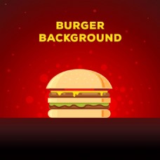 手绘汉堡插图红色背景