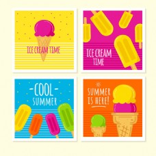 彩色冰淇淋雪糕插图卡片