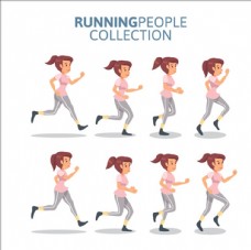 卡通女性跑步姿势