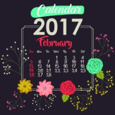 花朵2017年日历矢量素材