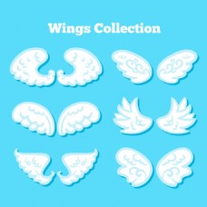 psd素材白色卡通翅膀图形平面设计素材