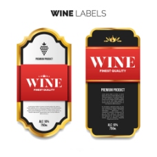 豪华红色细节葡萄酒标签