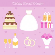 其他设计婚礼蛋糕和其他元素平面设计素材