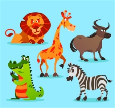 5款卡通非洲动物矢量素材