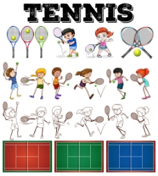 网通打网球的卡通孩子图片