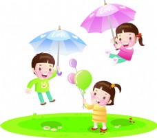 卡通雨伞儿童气球素材