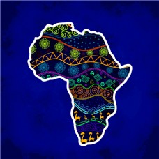 民族扁平手绘花纹非洲地图