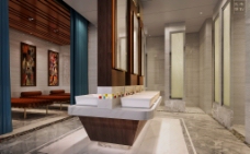 成都温泉酒店设计，淋浴区设计